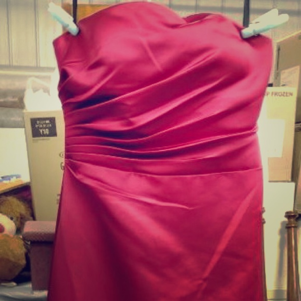 Red Strapless Prom Dress